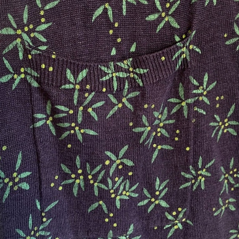 Gudrun Sjödén 💯 Linen Knit Tunic Dress Floral Pockets Short Sleeve M Lagenlook - Picture 4 of 6